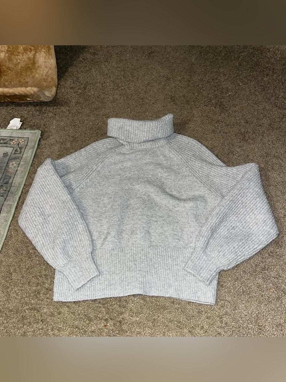 Elodie Light Gray Ribbed Turtleneck Sweater